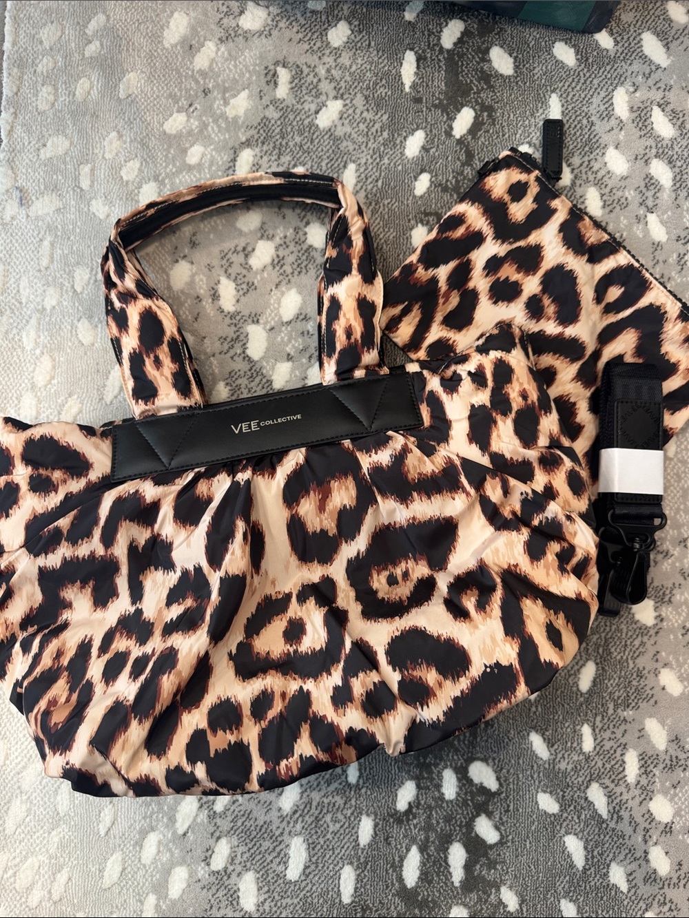 VEE Collective Leopard-Print Tote in Black and Brown